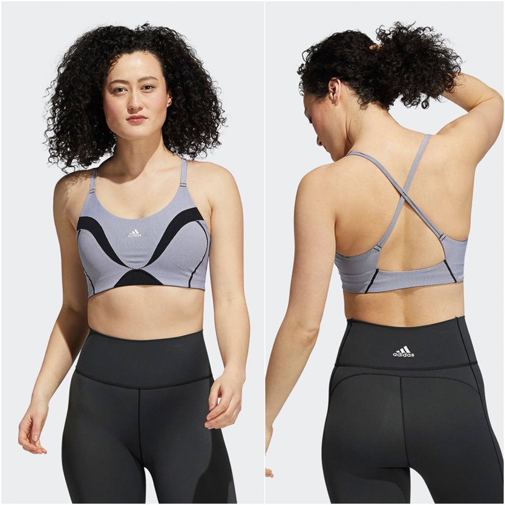 Adidas BELIEVE THIS PRIMEBLUE BRA Small Black and White Pinstripe